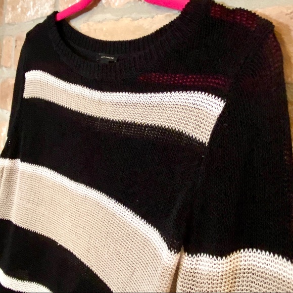 Ann Taylor Open Knit Striped Sweater - Size Large - Picture 2 of 8